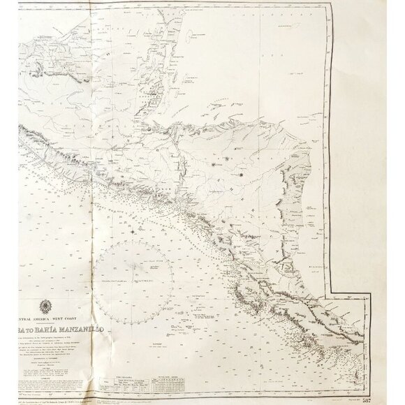 1970 Nautical Ship Map Isla Coiba To Bahia Manzanillo 50"x28" Sailing MAPS - Picture 3 of 9